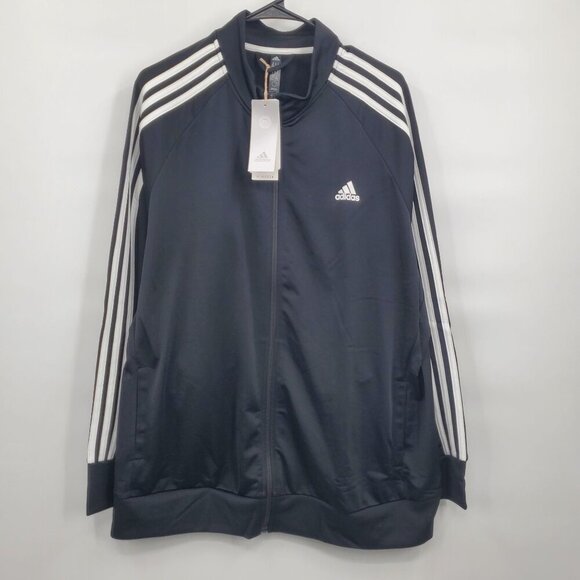 adidas Jackets & Blazers - Adidas Essentials Warm Up 3 Stripe Track Jacket Top Women Size 3XL NWT